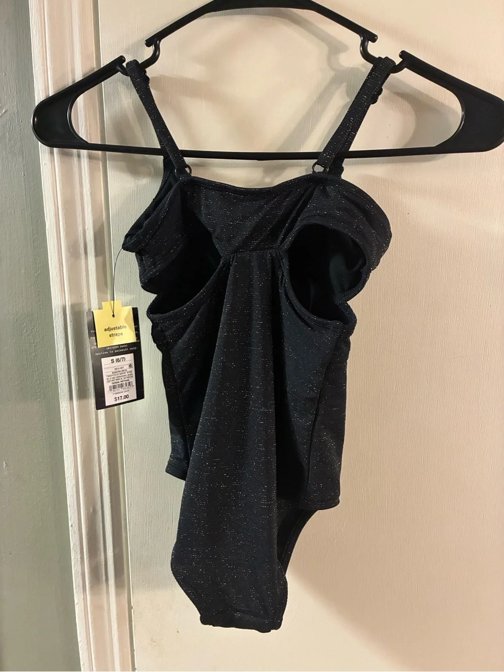 Girls' Solid One Piece Swimsuit - Art Class™ Black S: Adjustable Strap, UPF 50+